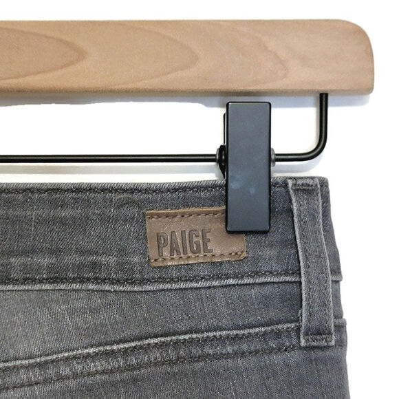 Paige Verdugo Ankle Gray Skinny Jean Mid Rise Distressed Knee Zip Ankle Denim 26 - Picture 8 of 12